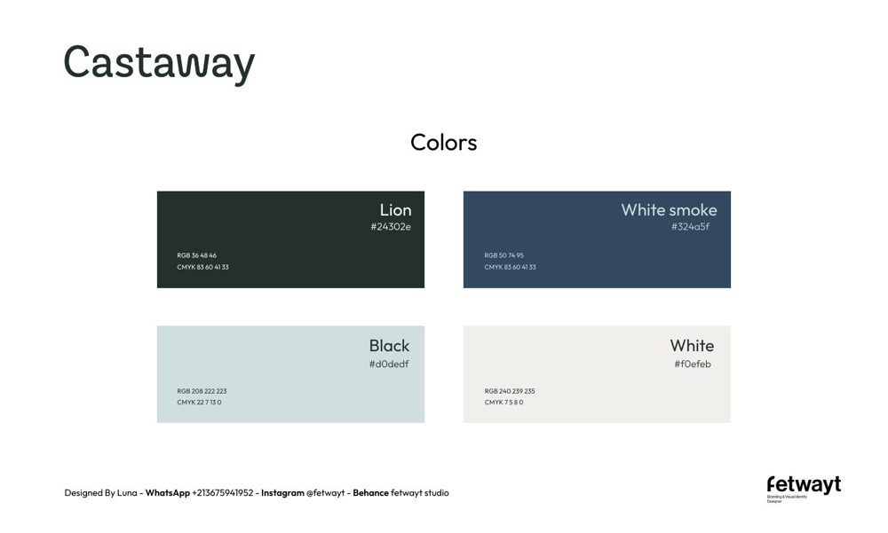 Castaway Bed color palette before the rebrand