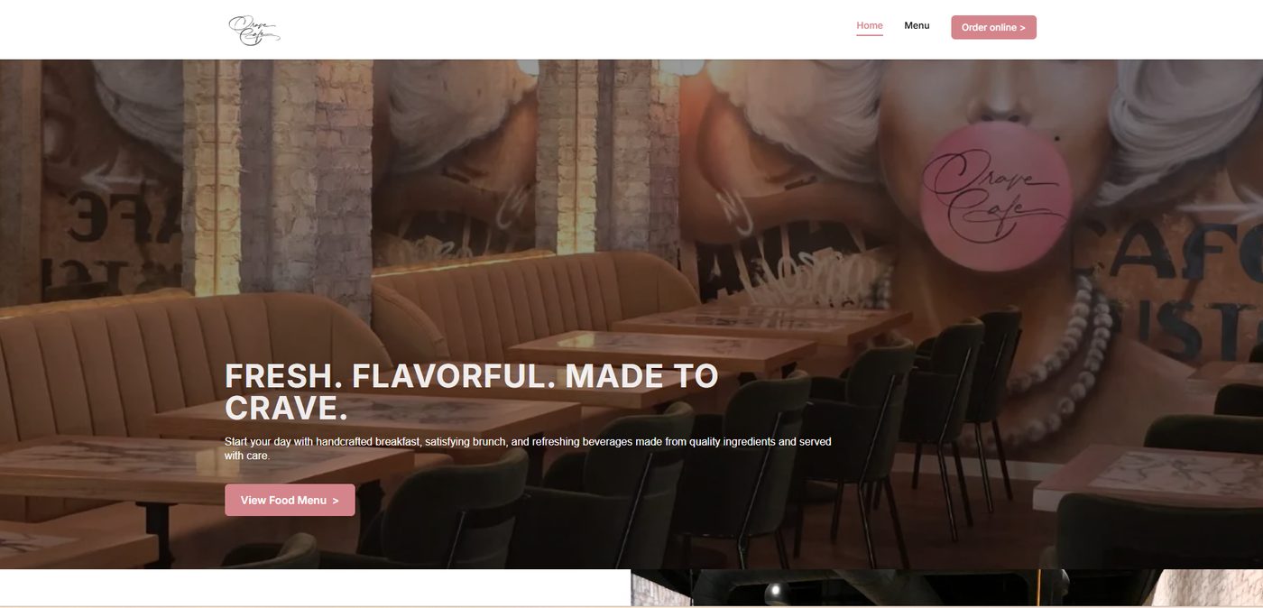 Crave Cafe homepage before the FoxSignal redesign